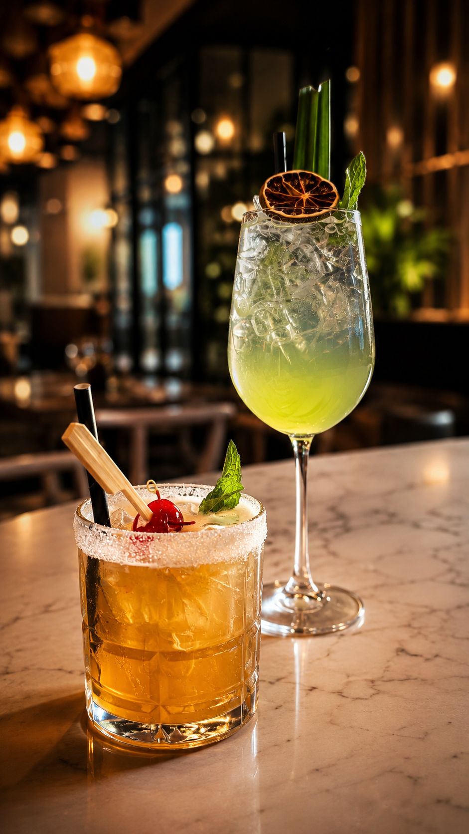 Cocktails signature Vui sur table
